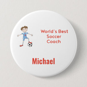 Badge Rond 7,6 Cm Meilleur entraîneur de soccer du monde personnalis