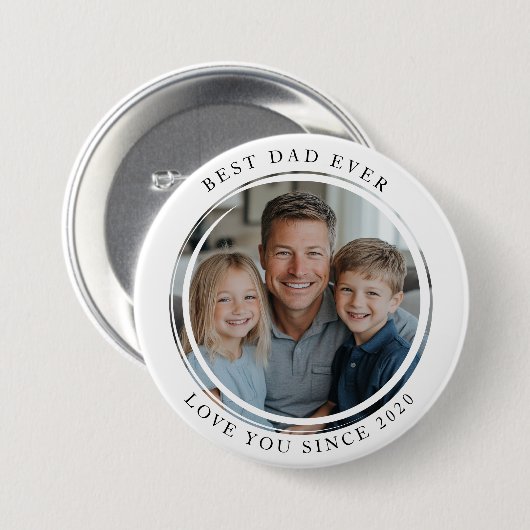 Badge Rond 7,6 Cm Meilleur papa jamais photo (Devant & derrière)