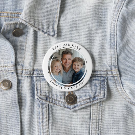 Badge Rond 7,6 Cm Meilleur papa jamais photo (En situation)