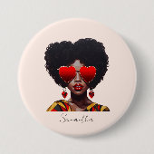 Badge Rond 7,6 Cm Melanin Magic : Black Queen Rocking Heart Shades (Devant)