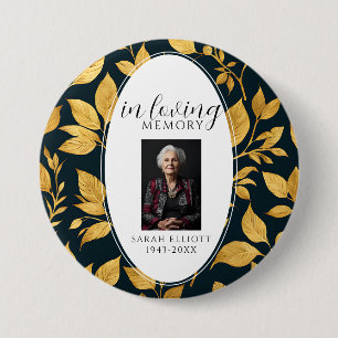 Badge Rond 7,6 Cm Mémoire Noir & Or d'un être cher