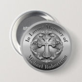 Badge Rond 7,6 Cm Mémorial personnalisé avec croix (Devant & derrière)