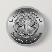 Badge Rond 7,6 Cm Mémorial personnalisé avec croix (Devant)