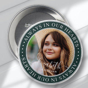 Badge Rond 7,6 Cm Mémorial toujours dans nos coeurs Photo élégant