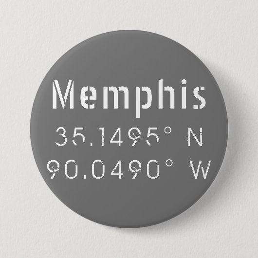 Badge Rond 7,6 Cm Memphis Tennessee Latitude de longitude (Devant)