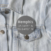 Badge Rond 7,6 Cm Memphis Tennessee Latitude de longitude (En situation)