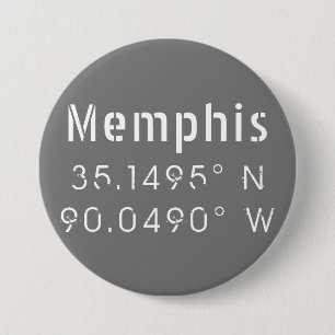 Badge Rond 7,6 Cm Memphis Tennessee Latitude de longitude