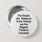 Badge Rond 7,6 Cm Menaces pour l'humanité (Devant & derrière)