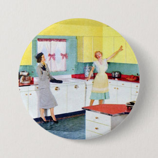 Badge Rond 7,6 Cm Ménagères Rétro dans la Cuisine