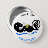 Badge Rond 7,6 Cm Mer cool OTTER - Graphique animal en voie de dispa (Devant & derrière)