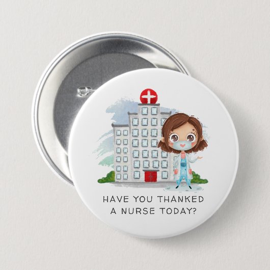 Badge Rond 7,6 Cm Merci | Bouton d'illustration aquarelle (Devant & derrière)