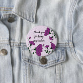 Badge Rond 7,6 Cm Merci Enseignant Purple Appréciation Florale (En situation)