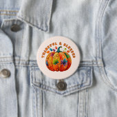 Badge Rond 7,6 Cm Merci et béni Citrouille d'automne (En situation)