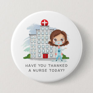 Badge Rond 7,6 Cm Merci l'infirmière   Bouton d'illustration à l'aqu