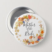 Badge Rond 7,6 Cm Mère de citrouilles de feuille d'automne de la (Devant & derrière)