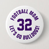 Badge Rond 7,6 Cm Mère de football blanc et violet Numéro Jersey (Devant)