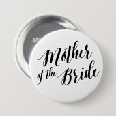Badge Rond 7,6 Cm Mère de la mariée Bouton de script noir (Devant & derrière)