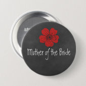 Badge Rond 7,6 Cm Mère de la mariée Wild Red Roses Chalkboard (Devant & derrière)