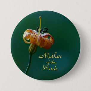 Badge Rond 7,6 Cm Mère de l'Épouse, Poupée Bouton Lily Dorée