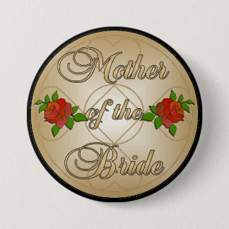 Badge Rond 7,6 Cm Mère d'or du bouton de jeune mariée (foule)
