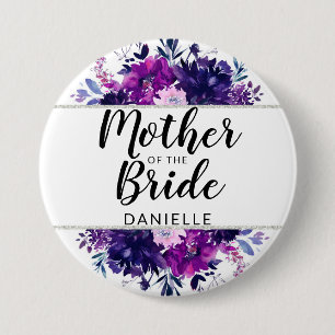 Badge Rond 7,6 Cm Mère florale enchantée de la jeune mariée déco