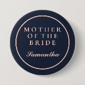 BADGE ROND 7,6 CM MÈRE SIMPLE DE BRIDE OXFORD BLEU ET ROSE (Devant)