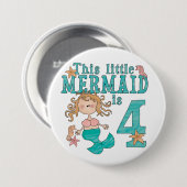 Badge Rond 7,6 Cm Mermaid 4e anniversaire (Devant & derrière)