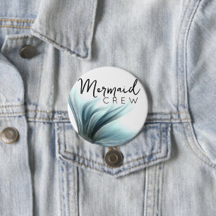 Badge Rond 7,6 Cm Mermaid Crew Aqua Mint Seafoam Luxe Bridal Party