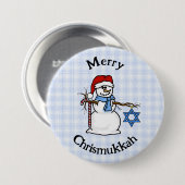 Badge Rond 7,6 Cm Merry Chrismukkah Snowman Button (Devant & derrière)