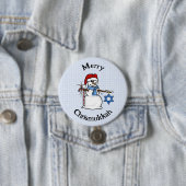 Badge Rond 7,6 Cm Merry Chrismukkah Snowman Button (En situation)