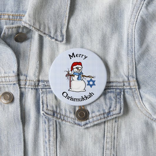 Badge Rond 7,6 Cm Merry Chrismukkah Snowman Button (En situation)