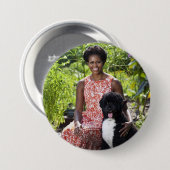 Badge Rond 7,6 Cm Michele et Bo Obama (Devant & derrière)