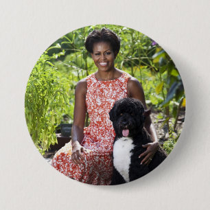 Badge Rond 7,6 Cm Michele et Bo Obama