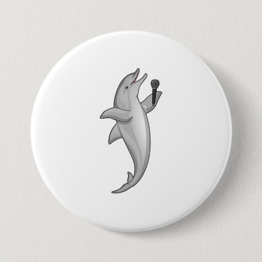 Badge Rond 7,6 Cm Microphone Dolphin Singer (Devant)