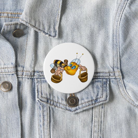 Badge Rond 7,6 Cm Miel abeille avec paniers Amusants Animation Bee