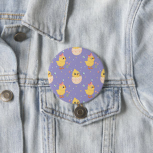 Badge Rond 7,6 Cm Mignon poussin de Pâques avec motif transparent à