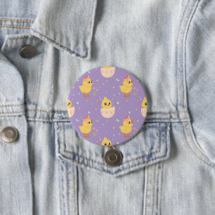 Badge Rond 7,6 Cm Mignon poussin de Pâques avec motif transparent à