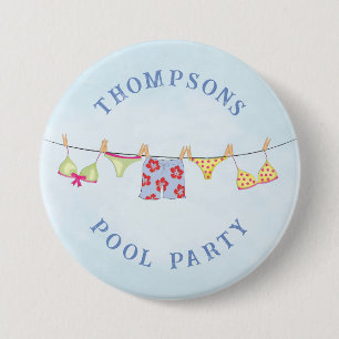 Badge Rond 7,6 Cm Mignonne Fête de Piscine de Famille Personnalisée