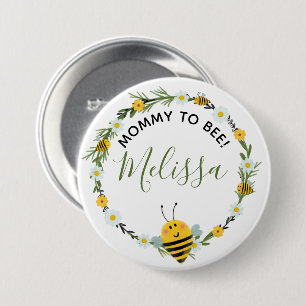 Badge Rond 7,6 Cm Mignonne maman à bee Daisies Wreath Bee Baby showe