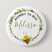 Badge Rond 7,6 Cm Mignonne maman à bee Daisies Wreath Bee Baby showe (Devant)