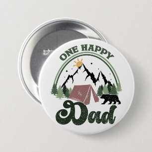 Badge Rond 7,6 Cm Mignonne One Happy Camper Anniversaire Un papa heu