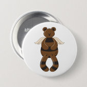 Badge Rond 7,6 Cm Mignonne Ours en Teddy Brown avec ailes Angel (Devant & derrière)