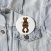 Badge Rond 7,6 Cm Mignonne Ours en Teddy Brown avec ailes Angel (En situation)