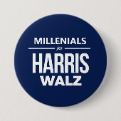 Badge Rond 7,6 Cm Millénaires pour Harris Walz (Devant)
