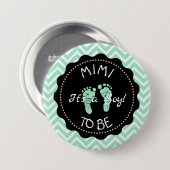 Badge Rond 7,6 Cm Mimi à Sage Green Baby shower Chevron (Devant & derrière)