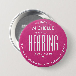 Badge Rond 7,6 Cm Minimal Malentendant Rose Spécial