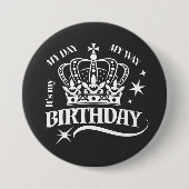 Badge Rond 7,6 Cm Minimal White Crown Birthday Quote Typography (Devant)