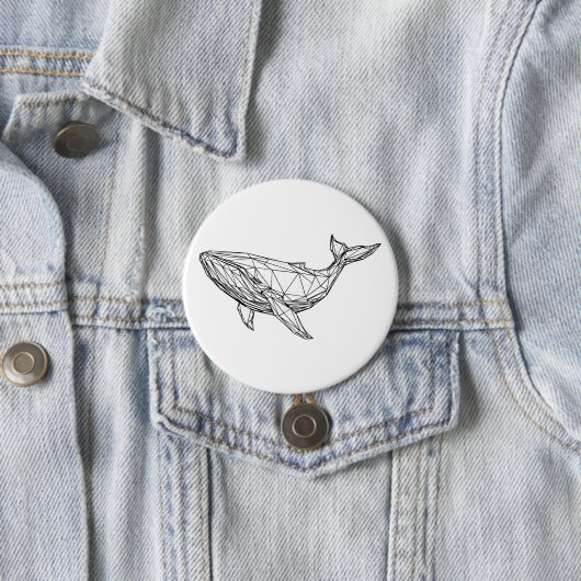 Badge Rond 7,6 Cm Minimalist Geometric Whale Button (En situation)