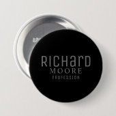 Badge Rond 7,6 Cm minimaliste noir blanc nom (Devant & derrière)