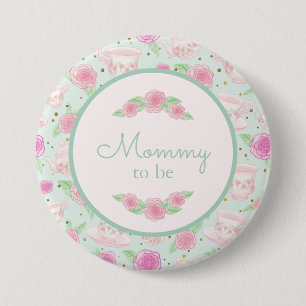 Badge Rond 7,6 Cm Mint Gold Tea Party maman pour être Baby shower